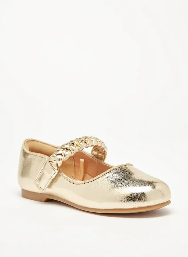 جونيورز Girls Solid Ballerina Shoes with Hook and Loop Closure
