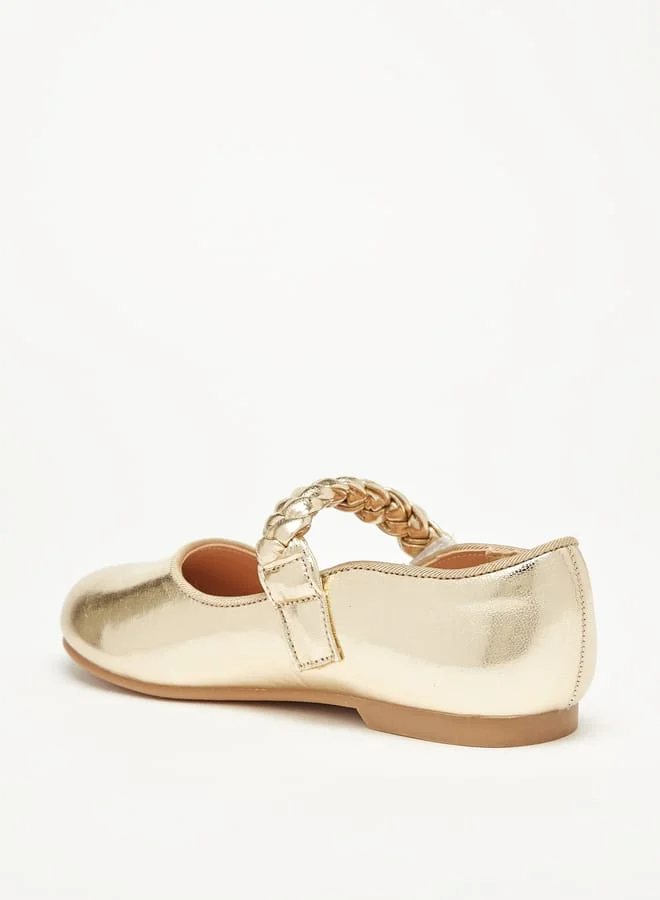 جونيورز Girls Solid Ballerina Shoes with Hook and Loop Closure