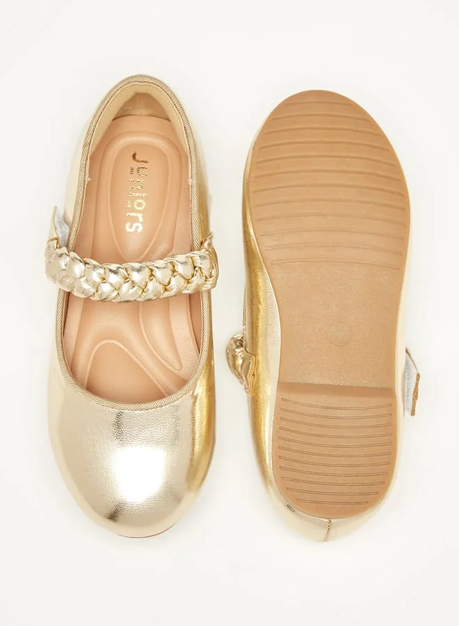 جونيورز Girls Solid Ballerina Shoes with Hook and Loop Closure