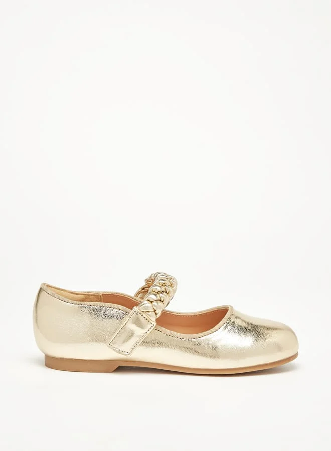 جونيورز Girls Solid Ballerina Shoes with Hook and Loop Closure