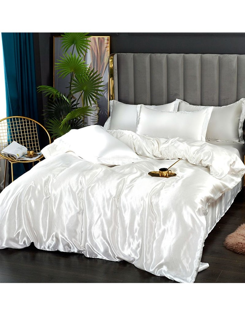 Sharpdo Four-piece bedding set microfiber soft quilt set with 1 quilt cover, 1 flat sheet and 2 pillowcases 1.8m bed（200*230cm）  - Image 1