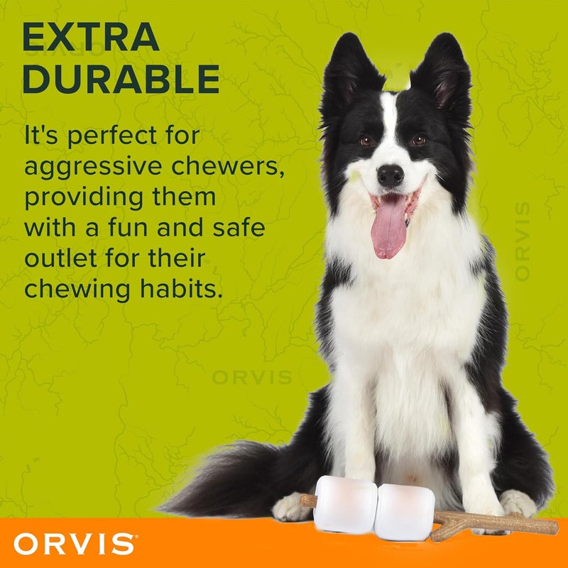 Orvis Pet Floating Fetch and Chew Stick with Durable Plush Removable Marshmallows; Interactive Dog Toy with Removable Squeaky Marshmallows; Floating Dog Toys, Fun Camping Theme Dog Toys - Image 2