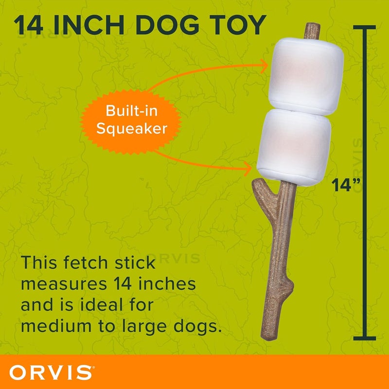 Orvis Pet Floating Fetch and Chew Stick with Durable Plush Removable Marshmallows; Interactive Dog Toy with Removable Squeaky Marshmallows; Floating Dog Toys, Fun Camping Theme Dog Toys - Image 4