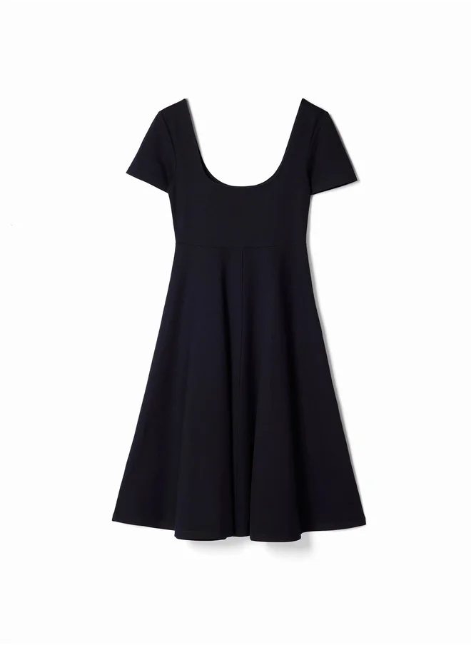 DESIGUAL Short-Sleeved Solid-Coloured Midi Dress