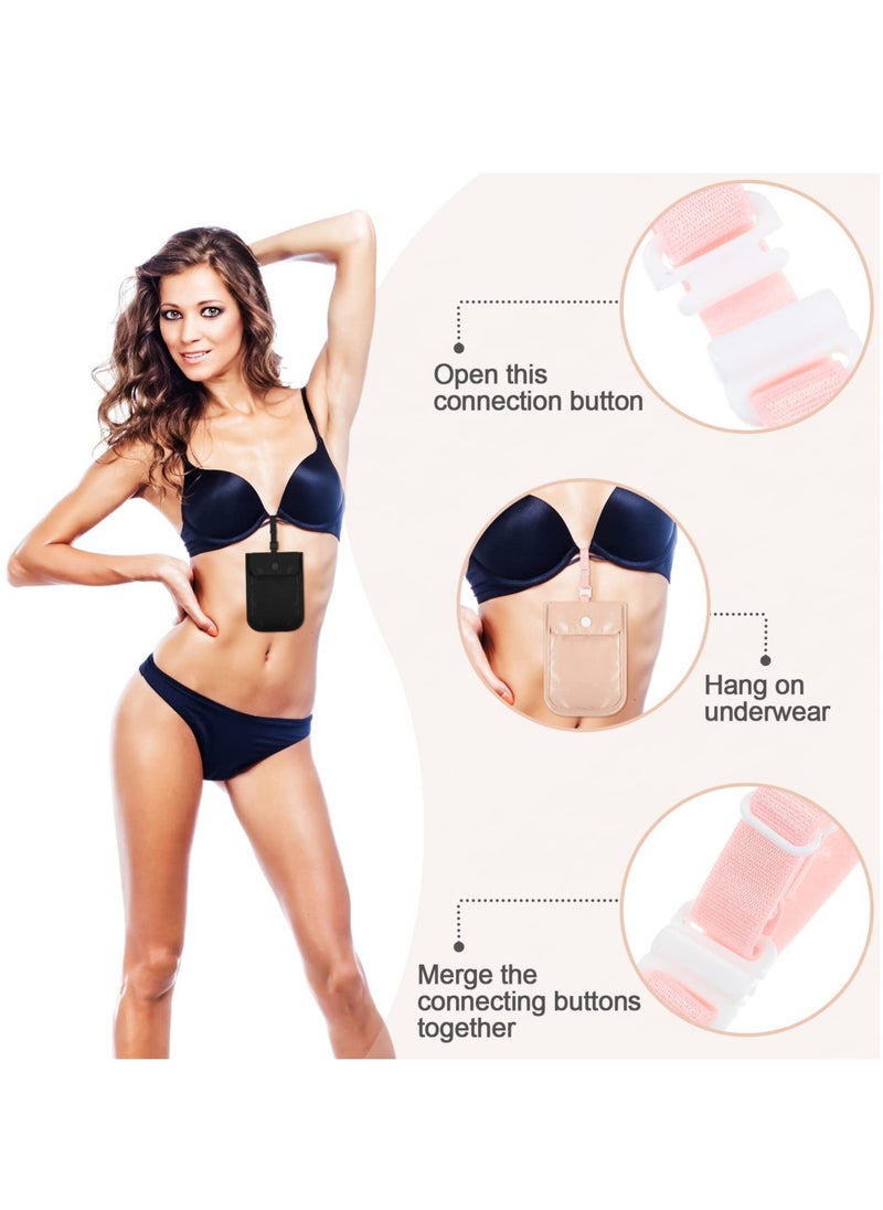 Excefore - Women Bra Wallet, 2 Pieces Undercover Travel Pouch and Secret Pocket Bra Pocket Travel Wallet for Passport Valuables Bra Stash - Image 1