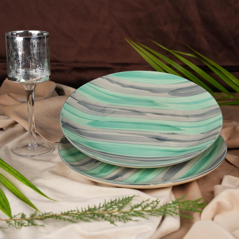 Caffeine Ceramic Handmade Stoneware Sea Green Quarter Plate 8Set of 6 Dishwasher Microwave Safe - Image 3