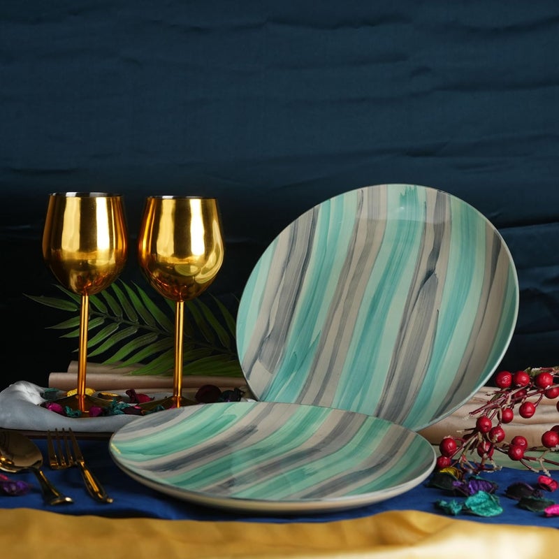 Caffeine Ceramic Handmade Stoneware Sea Green Quarter Plate 8Set of 6 Dishwasher Microwave Safe - Image 4