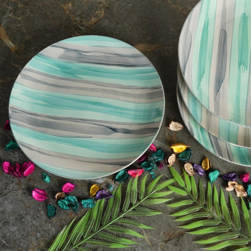 Caffeine Ceramic Handmade Stoneware Sea Green Quarter Plate 8Set of 6 Dishwasher Microwave Safe - Image 2