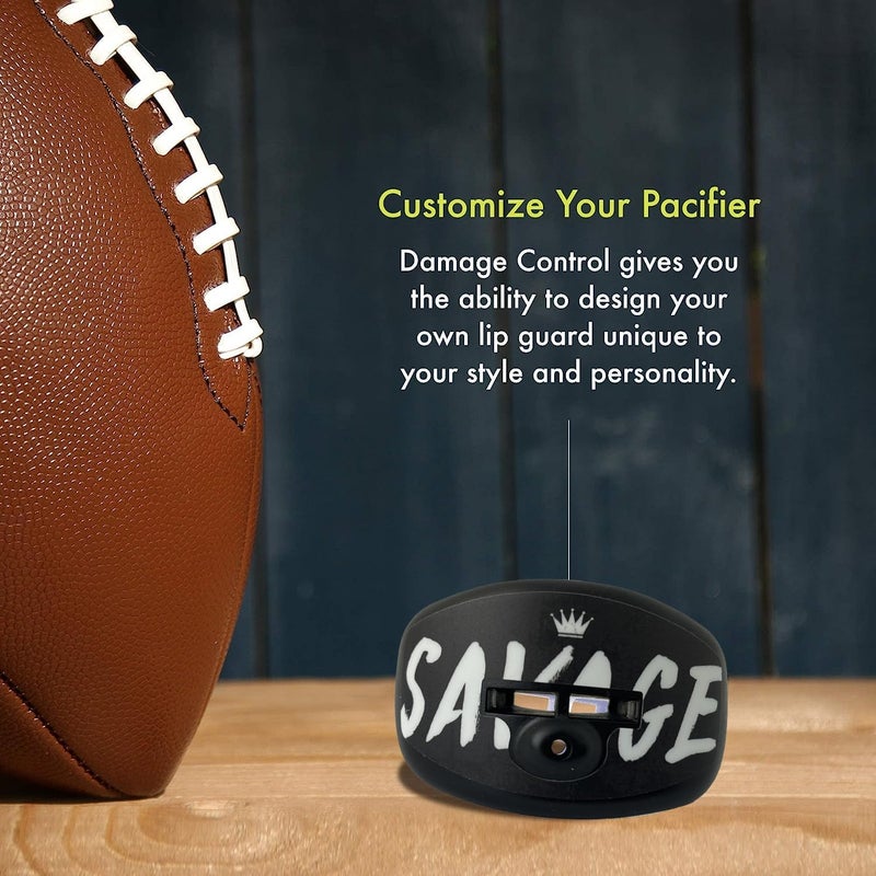 DAMAGE CONTROL Pacifier Mouthpiece – Football Mouthguard with Helmet Strap, Protects Teeth, Jaw & Mouth – Mouth Piece for Sports, No Boiling, Allows Airflow – Gear for Adults & Youth (Savage) - Image 5