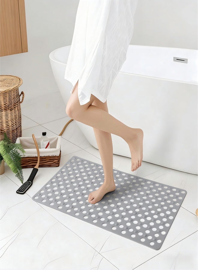 Non-Slip Bathtub Mat 31.5"x17.7" - 200+ Suction Cups, Quick-Dry PVC Shower Mat with Drain Holes - Slip Resistant for Bathroom, Machine Washable Grip Mat - Image 1
