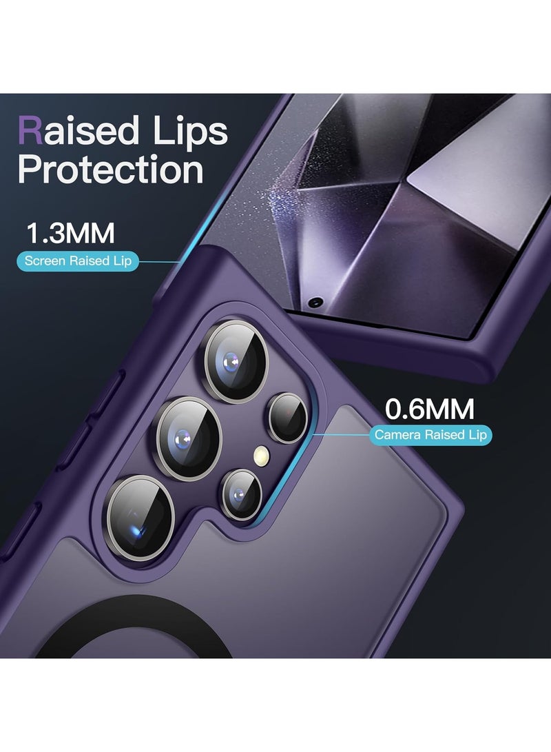 Denx Magnetic Matte Case for Samsung S23 Ultra, Compatible with MagSafe, Plating Luxury Cover, Matte Soft TPU Shockproof Protective Phone Case, Compatible with Samsung S23 Ultra (Deep Purple)  - Image 2