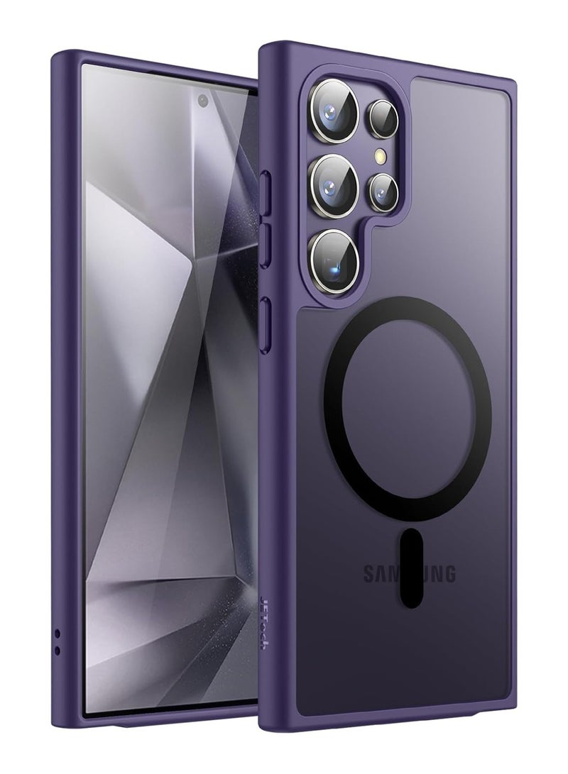 Denx Magnetic Matte Case for Samsung S23 Ultra, Compatible with MagSafe, Plating Luxury Cover, Matte Soft TPU Shockproof Protective Phone Case, Compatible with Samsung S23 Ultra (Deep Purple)  - Image 1