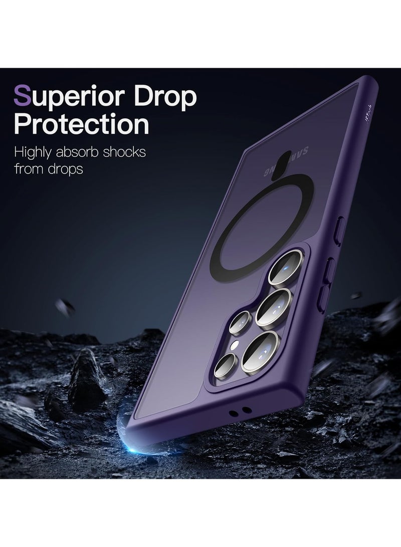 Denx Magnetic Matte Case for Samsung S23 Ultra, Compatible with MagSafe, Plating Luxury Cover, Matte Soft TPU Shockproof Protective Phone Case, Compatible with Samsung S23 Ultra (Deep Purple)  - Image 4