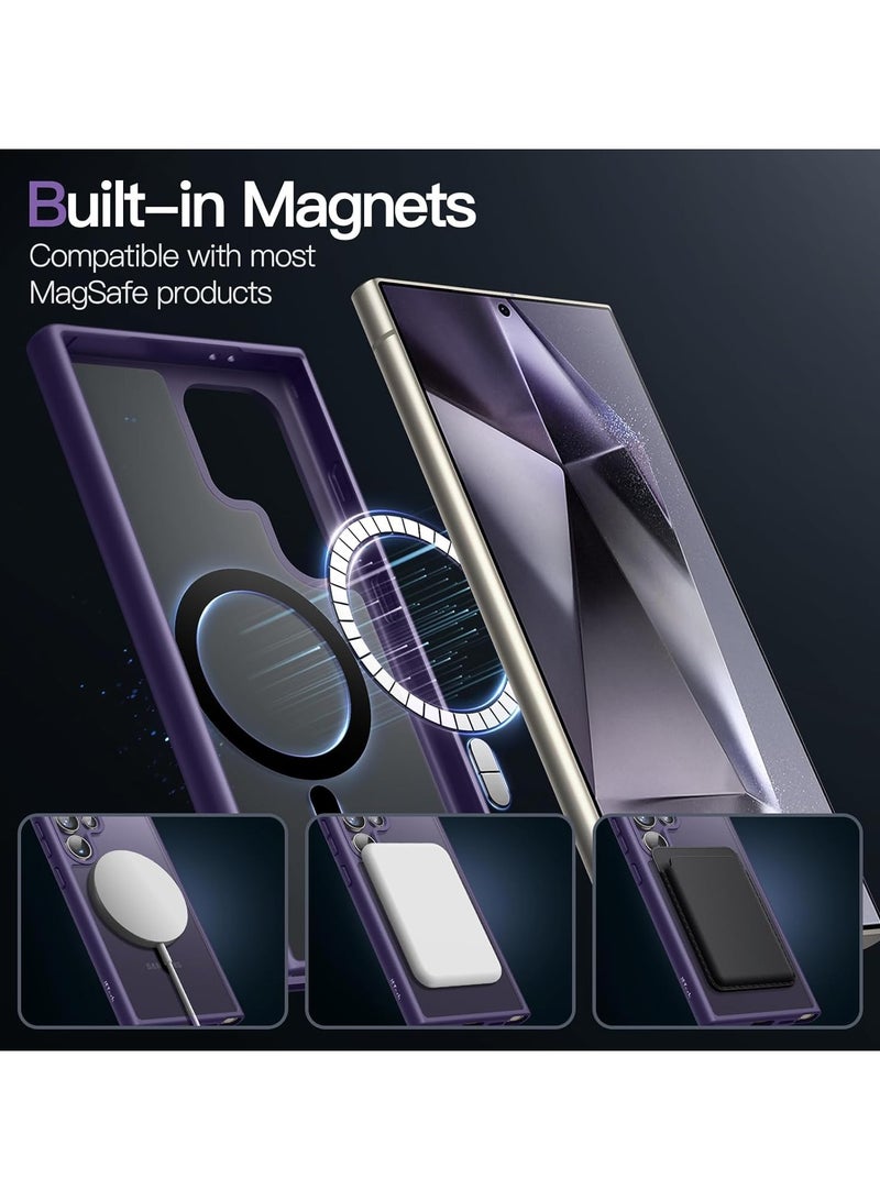 Denx Magnetic Matte Case for Samsung S23 Ultra, Compatible with MagSafe, Plating Luxury Cover, Matte Soft TPU Shockproof Protective Phone Case, Compatible with Samsung S23 Ultra (Deep Purple)  - Image 3