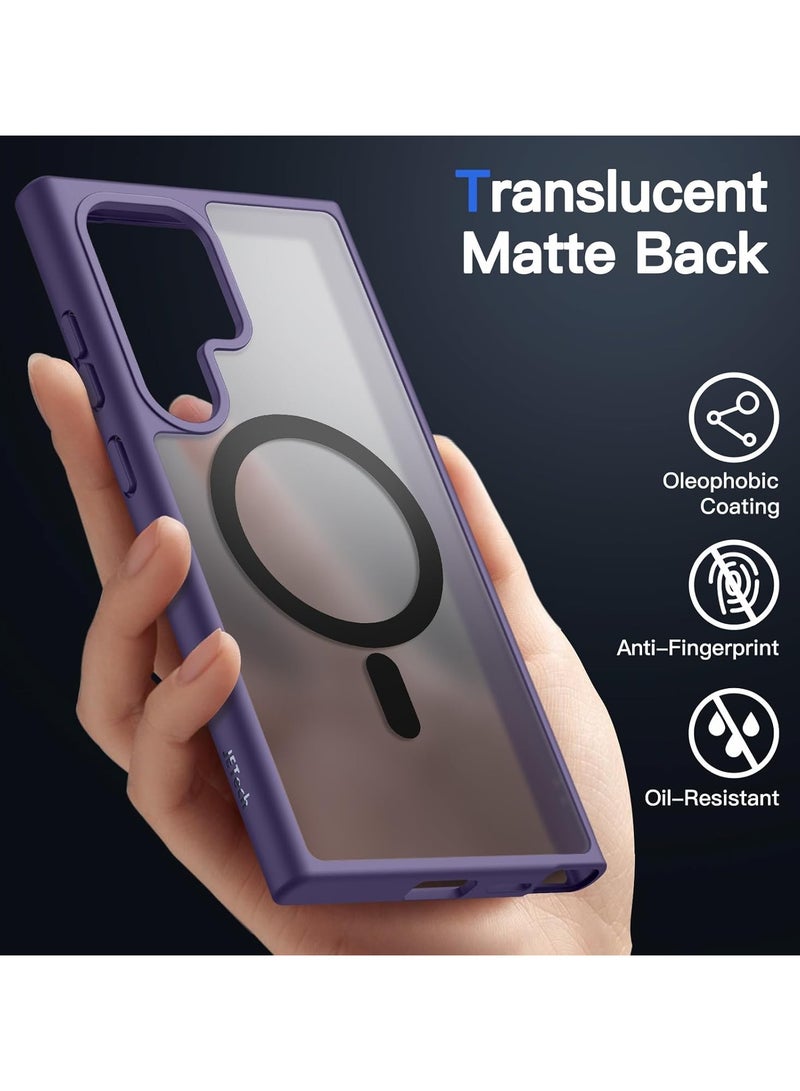 Denx Magnetic Matte Case for Samsung S23 Ultra, Compatible with MagSafe, Plating Luxury Cover, Matte Soft TPU Shockproof Protective Phone Case, Compatible with Samsung S23 Ultra (Deep Purple)  - Image 5