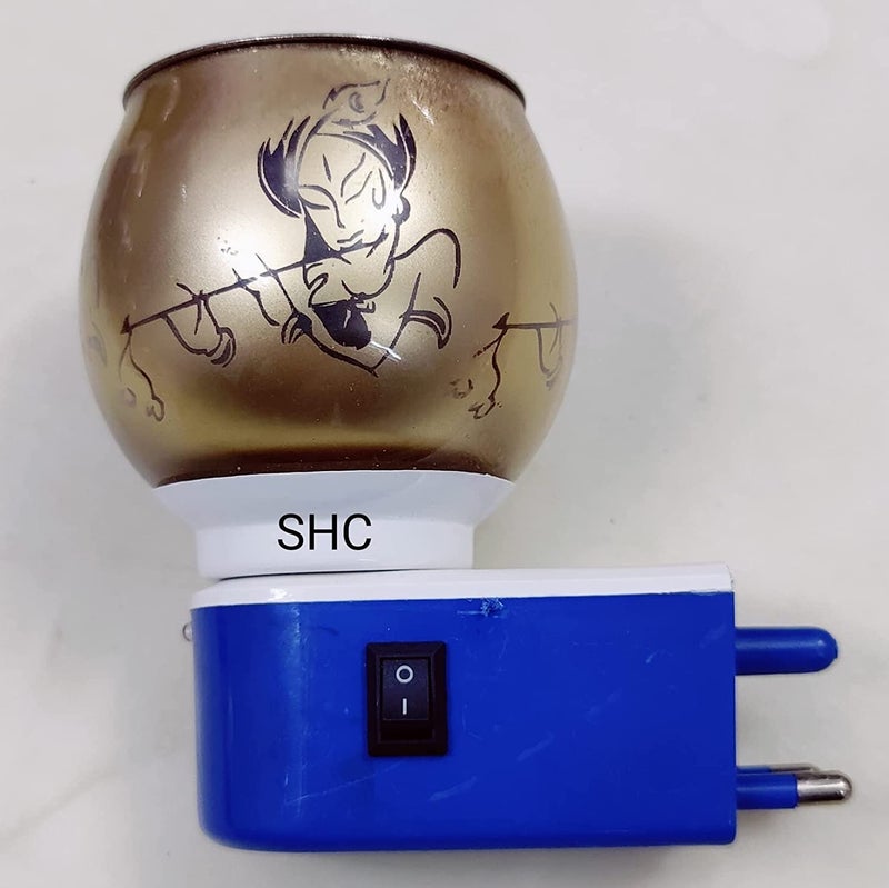 SHREE HANS CREATION | Kapur Dani Electrical Camphor Diffuser. Glass Kapoor Dhani & Essential Oil Diffuser with On Off Switch to Toggle Between Burner & Lamp (Krishna) - Image 3