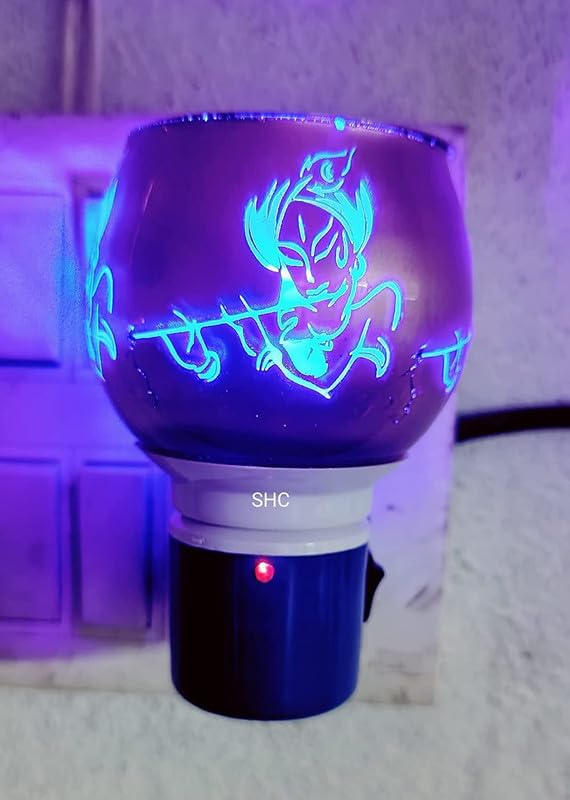 SHREE HANS CREATION | Kapur Dani Electrical Camphor Diffuser. Glass Kapoor Dhani & Essential Oil Diffuser with On Off Switch to Toggle Between Burner & Lamp (Krishna) - Image 1
