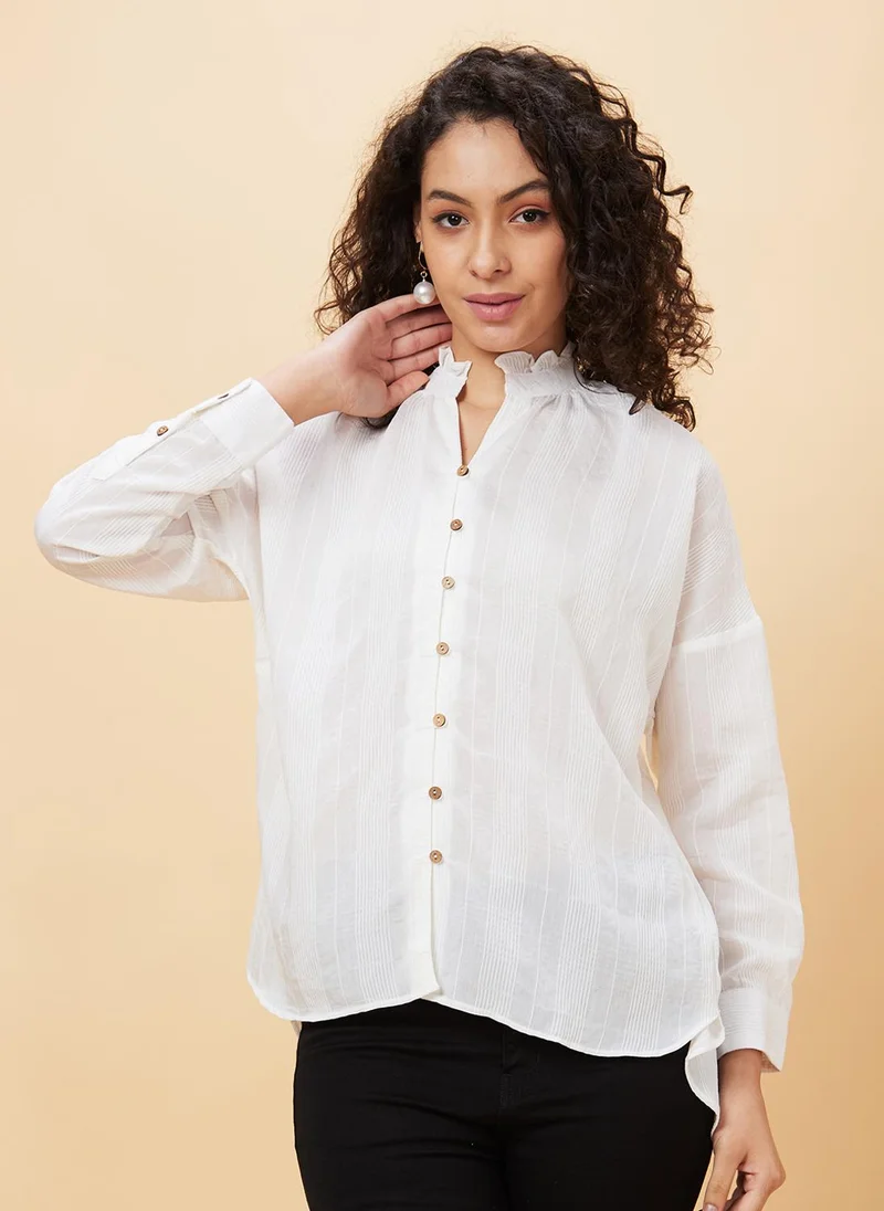 globus Globus Women Striped High Neck Shirt Style Top