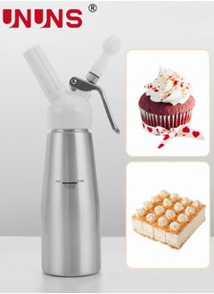 Whipped Cream Dispenser,500ML Aluminum Culinary Canister Cream Whipper With 3 Decorating Nozzles Cream Foam Maker For Cake Dessert Coffee,Silver