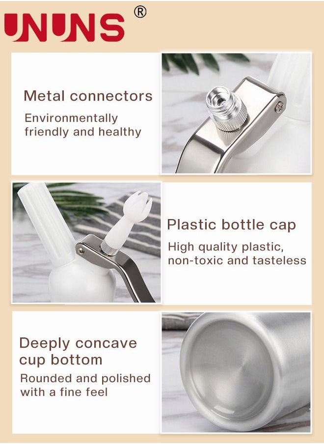 UNUNS - Whipped Cream Dispenser,500ML Aluminum Culinary Canister Cream Whipper With 3 Decorating Nozzles Cream Foam Maker For Cake Dessert Coffee,Silver - Image 1