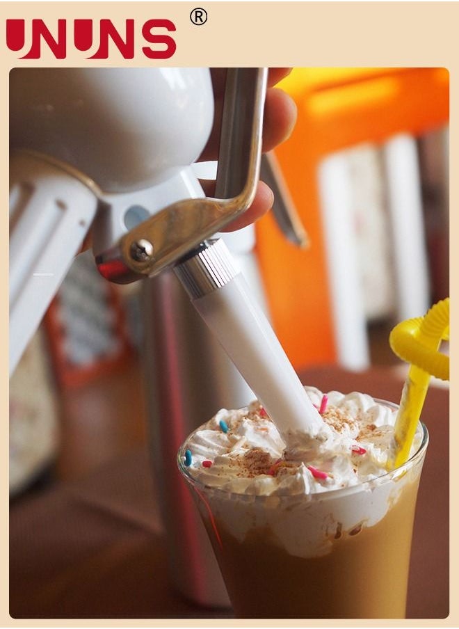 UNUNS - Whipped Cream Dispenser,500ML Aluminum Culinary Canister Cream Whipper With 3 Decorating Nozzles Cream Foam Maker For Cake Dessert Coffee,Silver - Image 1