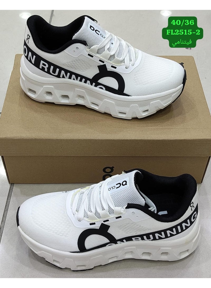 On Cloudmonster running shoes in black and white
