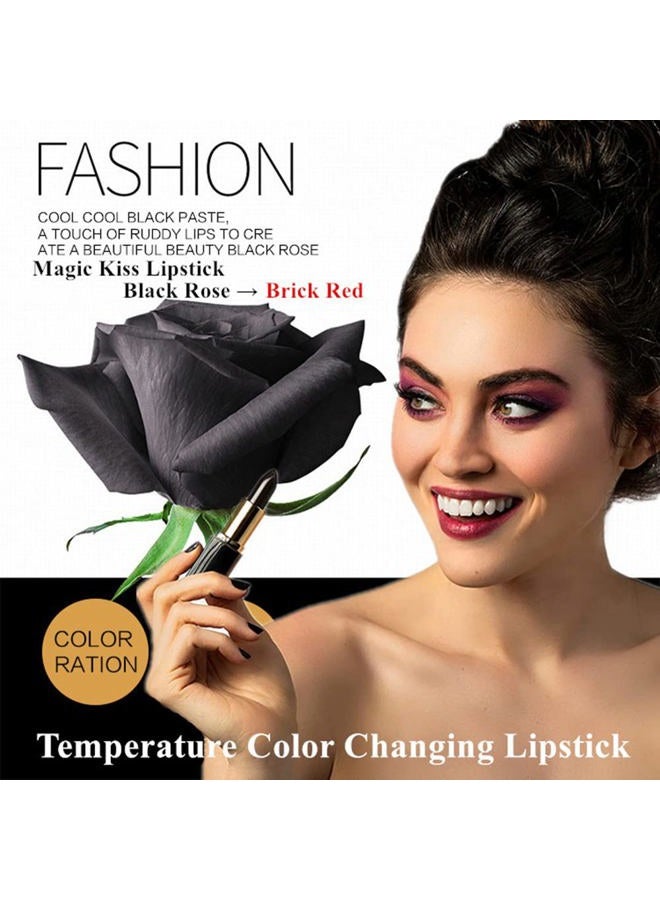 Go Ho أحمر شفاه سحري يتغير لونه إلى الأسود، ملمع شفاه طبيعي مرطب يدوم طويلاً، بلسم شفاه مغذي للنساء (وردة سوداء تتحول إلى أحمر طوبي) - Image 4
