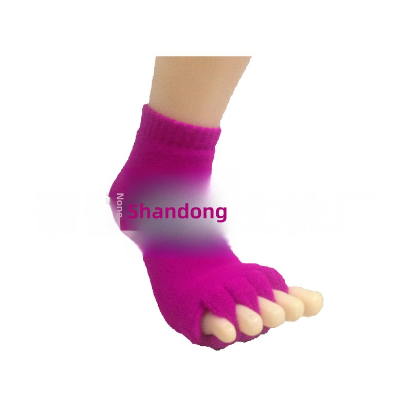 Soft Cotton Toe-Separating Socks for Yoga Rose Red 