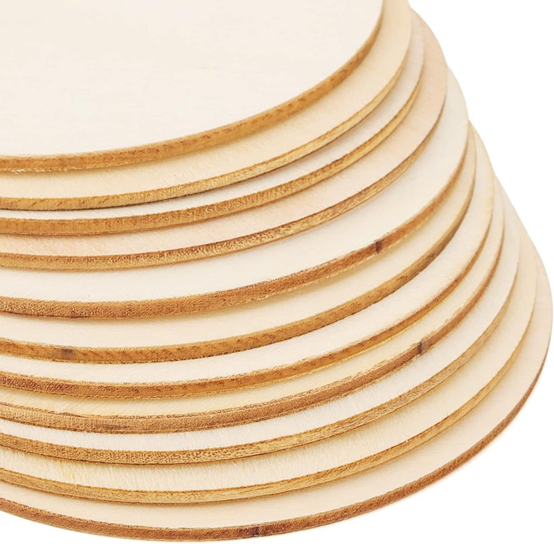 MANCHAP 150 PCS 10cm Craft Wooden Circles, 2.5mm Thick Unfinished Wooden Discs Round Wood Blank for Crafts, Painting, DIY - Image 3