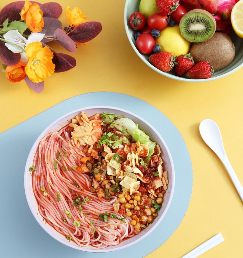 P-PLUS INTERNATIONAL Wheat Straw Ramen Bowl Set Japanese Noodle Soup Bowls for Ramen Pho Udon Asian Noodles, Large Noodle Bowls Japanese Large Soup Bowl (900ml+1300ml, Pack of 6, Purple) - Image 4