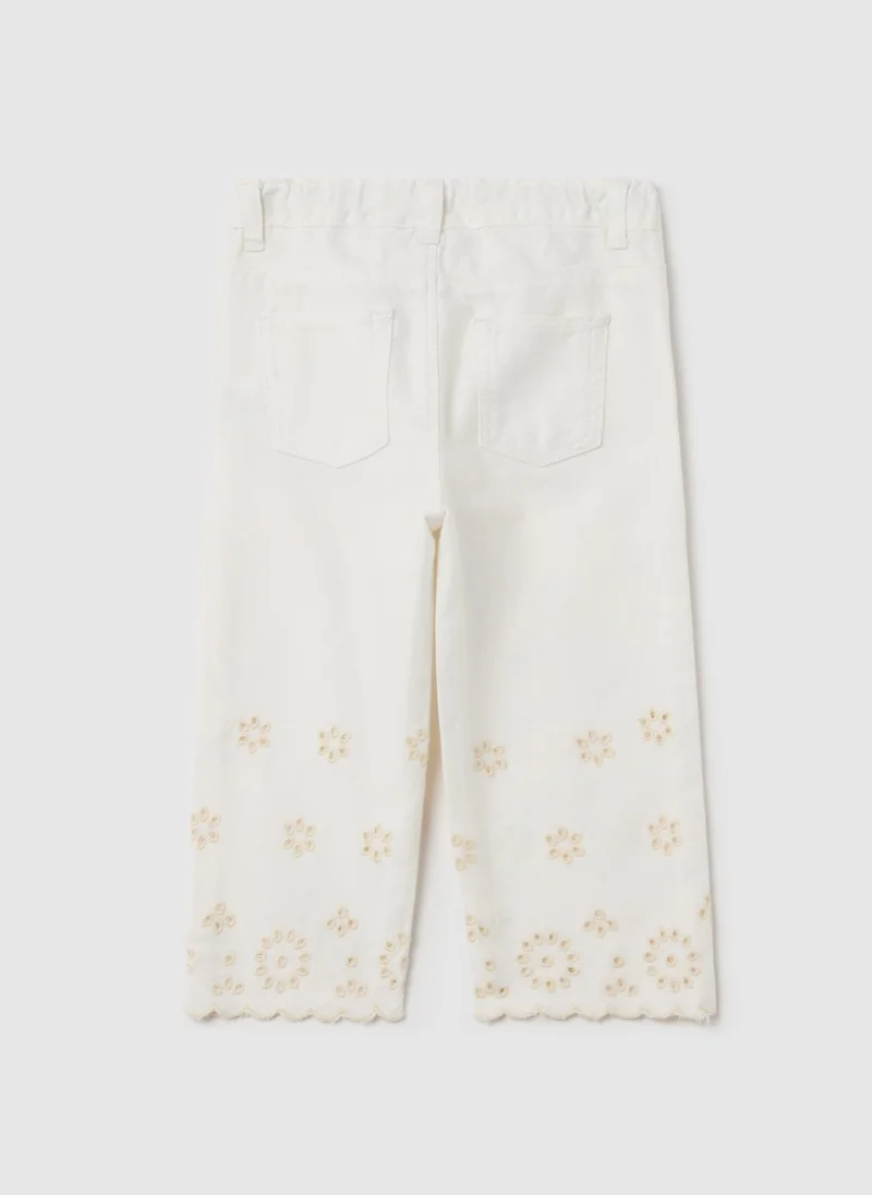 او في اس Five-Pocket Trousers With Broderie Anglaise Embroidery