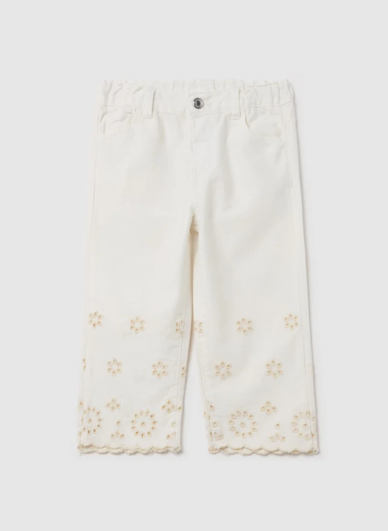 او في اس Five-Pocket Trousers With Broderie Anglaise Embroidery