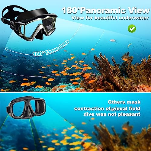 EXP VISION Snorkel Set Pano 3 Adult Snorkeling Gear, Professional Anti-Fog Snorkel Mask Dry Top Snorkel, Tempered Glass Scuba Diving Mask for Freediving, Snorkeling and Swimming(Black Set) - Image 3