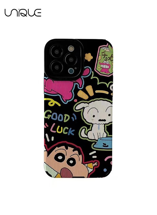 يونيك متوافق مع حافظات ايفون 15 برو ماكس، وحافظات قلم تلوين شين تشان، وحافظات شخصيات كرتونية - حافظات هاتف أنيقة ولطيفة - حماية من السقوط من مادة TPU - Image 1