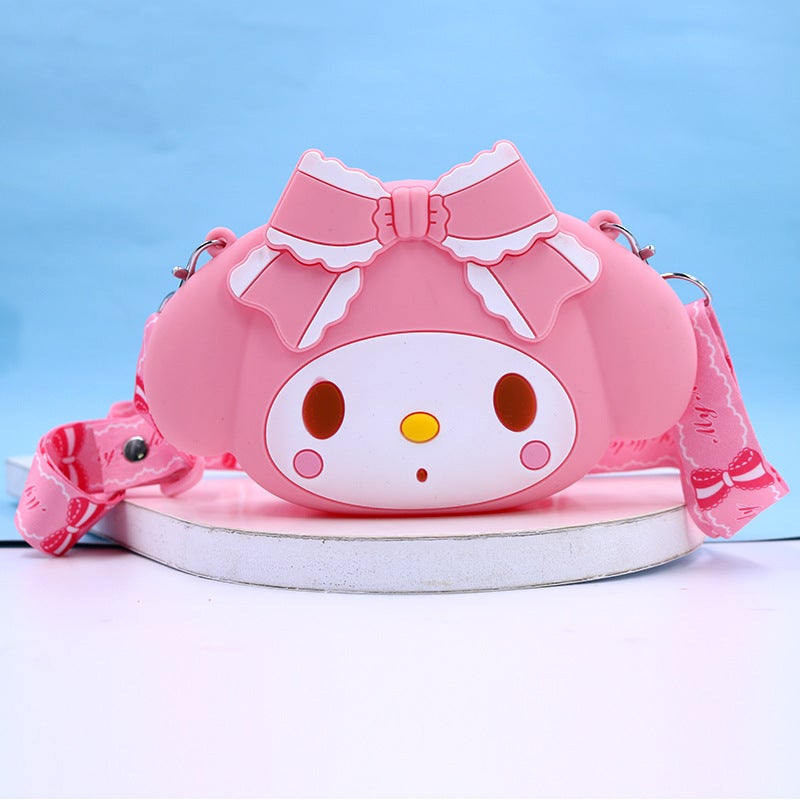 Cute Kuromi Silicone Coin Purse Cartoon Shoulder Bag Melody (pink)