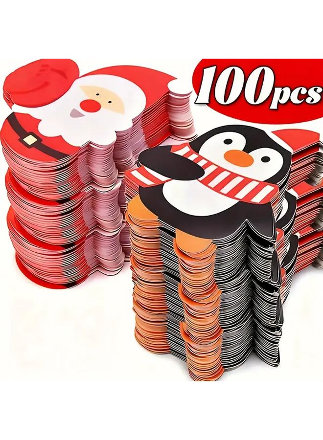 Christmas Lollipop Cards 100pcs Santa Claus Penguin Designs Party Favors Gifts - Image 1