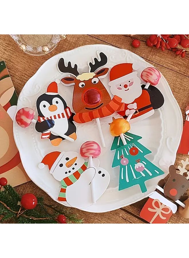 Christmas Lollipop Cards 100pcs Santa Claus Penguin Designs Party Favors Gifts - Image 5