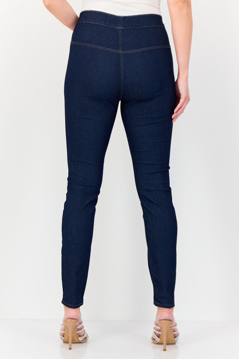 VERO MODA I,Scenery By Vero Moda Women Skinny Fit Solid Stretchable Jeans, Navy  - Image 3