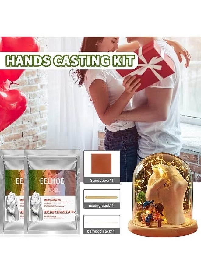 إيلهو مجموعة تمثال الجص Keepsake Hands تخلق 1 تمثال بالحجم الطبيعي ، مسحوق استنساخ 25 جرام ومسحوق نموذج 25 جرام ، زوجان DIY ثلاثي الأبعاد نموذج يدوي لعبة إبداعية هدية تذكارية لنمو عيد الميلاد - Image 1