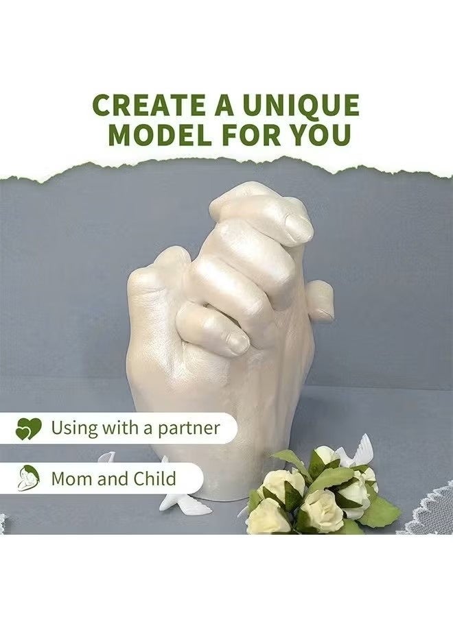 إيلهو مجموعة تمثال الجص Keepsake Hands تخلق 1 تمثال بالحجم الطبيعي ، مسحوق استنساخ 25 جرام ومسحوق نموذج 25 جرام ، زوجان DIY ثلاثي الأبعاد نموذج يدوي لعبة إبداعية هدية تذكارية لنمو عيد الميلاد - Image 2