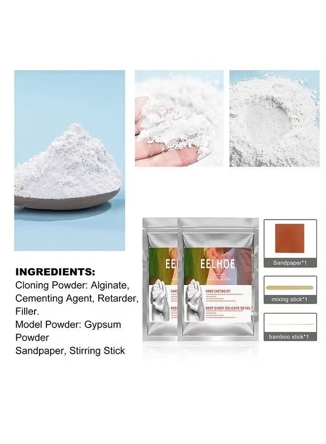 إيلهو مجموعة تمثال الجص Keepsake Hands تخلق 1 تمثال بالحجم الطبيعي ، مسحوق استنساخ 25 جرام ومسحوق نموذج 25 جرام ، زوجان DIY ثلاثي الأبعاد نموذج يدوي لعبة إبداعية هدية تذكارية لنمو عيد الميلاد - Image 5