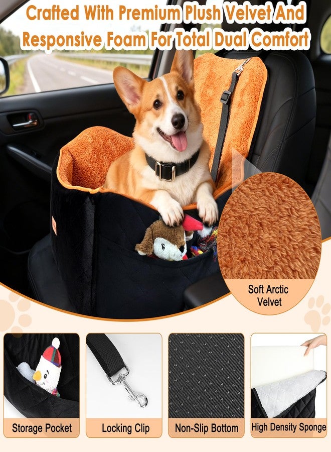 Vivifying Dog Car Seat for Small and Medium Dogs, 4" Booster Pet Car Seat with Safety Strap, Plush Travel Dog Bed for Car with Storage Pocket, Detachable Washable Cover, Fits Dogs up to 35lbs (Black) - Image 3