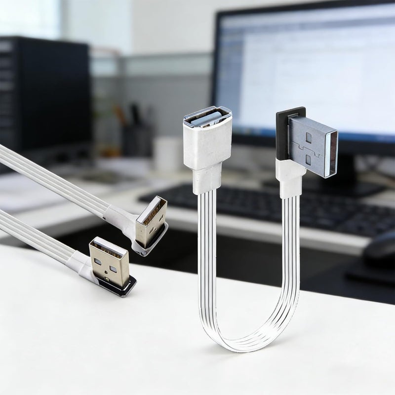 Flexible USB 2.0 Male to Female Extender Cable Angled Connector Extension Cord for Tight Space Efficient Computer External USB Cable - Image 2