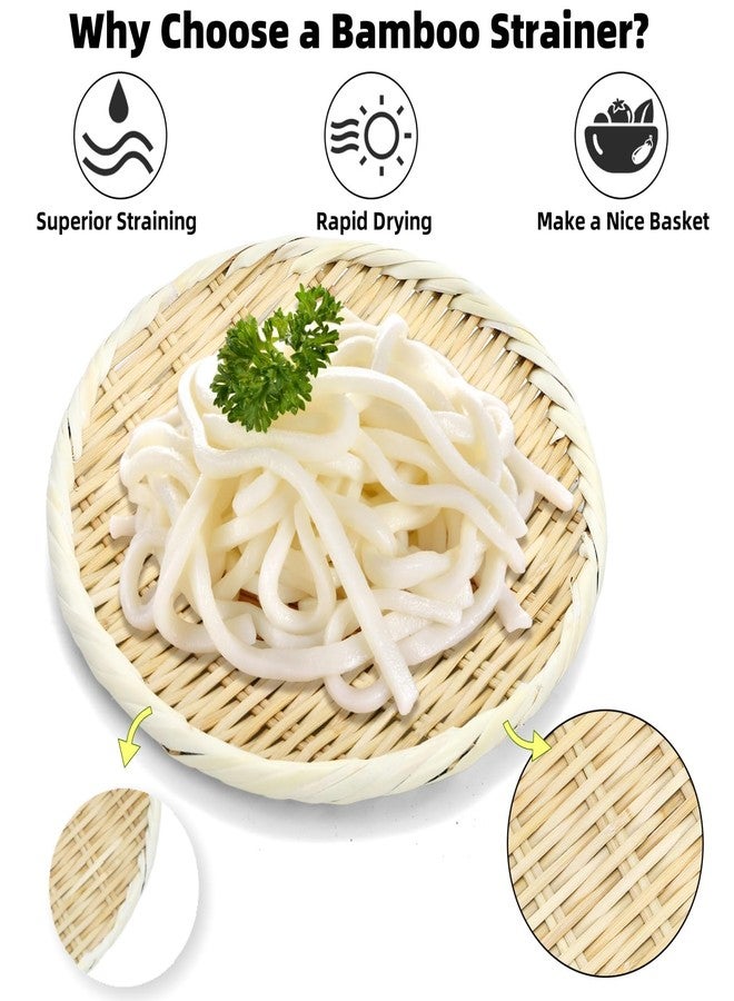 ELFULLY Bamboo Basket Colander, 8.3" Round Small Bamboo Sieve Washing Strainer, Hand Weave Plate Holder for Kitchen, Wicker Pantry Storage Tray for Fruit Vegetable Bread Snack Zaru - Image 3