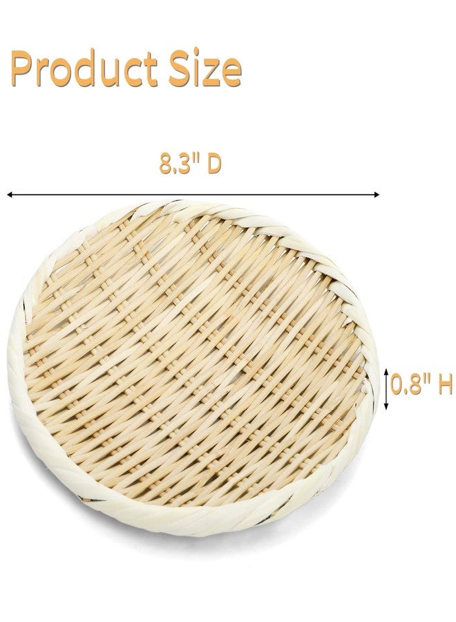 ELFULLY Bamboo Basket Colander, 8.3" Round Small Bamboo Sieve Washing Strainer, Hand Weave Plate Holder for Kitchen, Wicker Pantry Storage Tray for Fruit Vegetable Bread Snack Zaru - Image 2