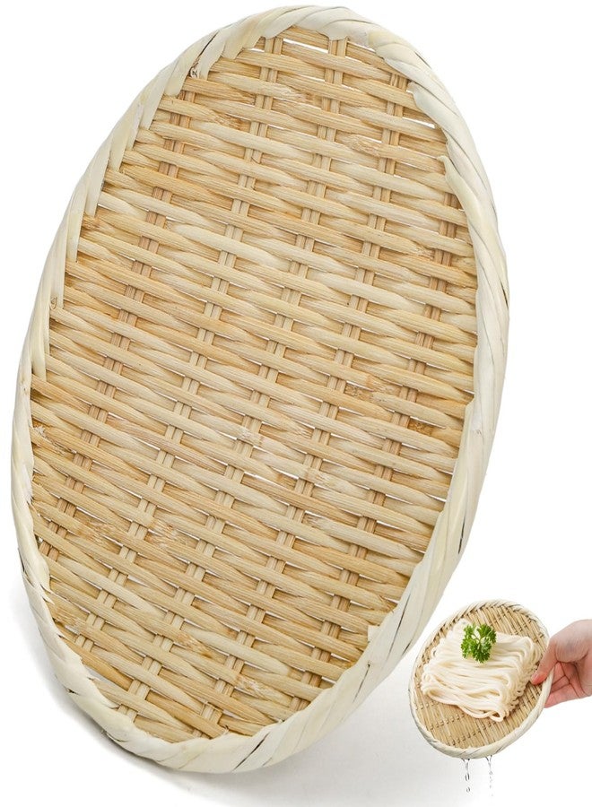 ELFULLY Bamboo Basket Colander, 8.3" Round Small Bamboo Sieve Washing Strainer, Hand Weave Plate Holder for Kitchen, Wicker Pantry Storage Tray for Fruit Vegetable Bread Snack Zaru - Image 1