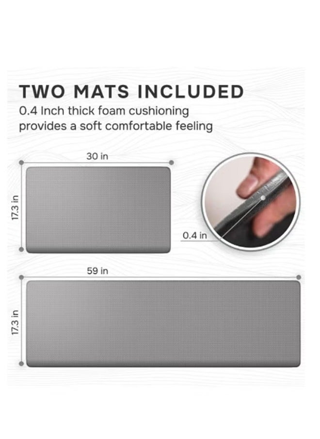 Generic Grey 45*75CM PVC Kitchen Rug Gray Non Slip Mat Kitchen Mats Rug Set Anti Fatigue Standing Mat Area Rugs Waterproof Leather Non-slip Oil Resistant Floor Mats for Office  - Image 2