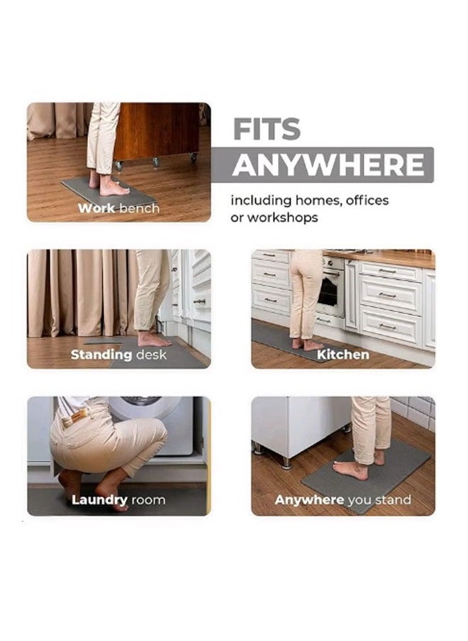 Generic Grey 45*75CM PVC Kitchen Rug Gray Non Slip Mat Kitchen Mats Rug Set Anti Fatigue Standing Mat Area Rugs Waterproof Leather Non-slip Oil Resistant Floor Mats for Office  - Image 3