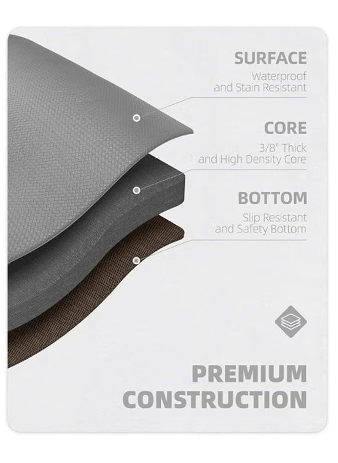 Generic Grey 45*75CM PVC Kitchen Rug Gray Non Slip Mat Kitchen Mats Rug Set Anti Fatigue Standing Mat Area Rugs Waterproof Leather Non-slip Oil Resistant Floor Mats for Office  - Image 4