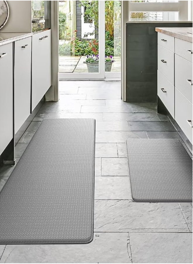Generic Grey 45*75CM PVC Kitchen Rug Gray Non Slip Mat Kitchen Mats Rug Set Anti Fatigue Standing Mat Area Rugs Waterproof Leather Non-slip Oil Resistant Floor Mats for Office  - Image 5